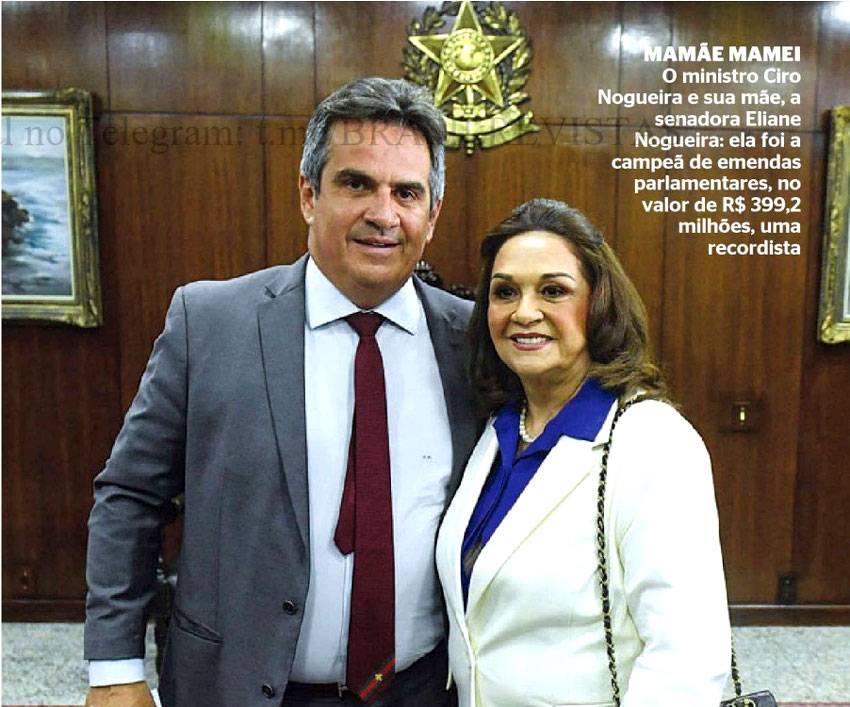 Mãe de Ciro Nogueira no centrão do que seria uma nova versão do escândalo Anões do Orçamento